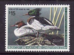 USA-Sc#RW61-unused NH $15.00 Migratory Bird hunting Stamp-Ducks-1995-