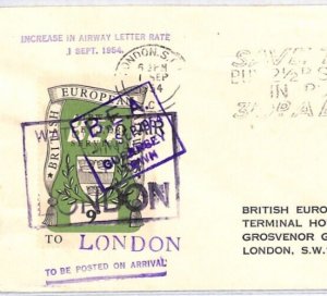 GB QEII Channel Islands *GUERNSEY TOWN* Air Mail Cover 9d BEA London 1954 YW68