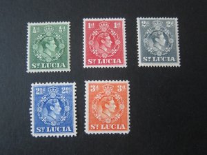 St Lucia 1943 Sc 110,113-5,117-8 MH