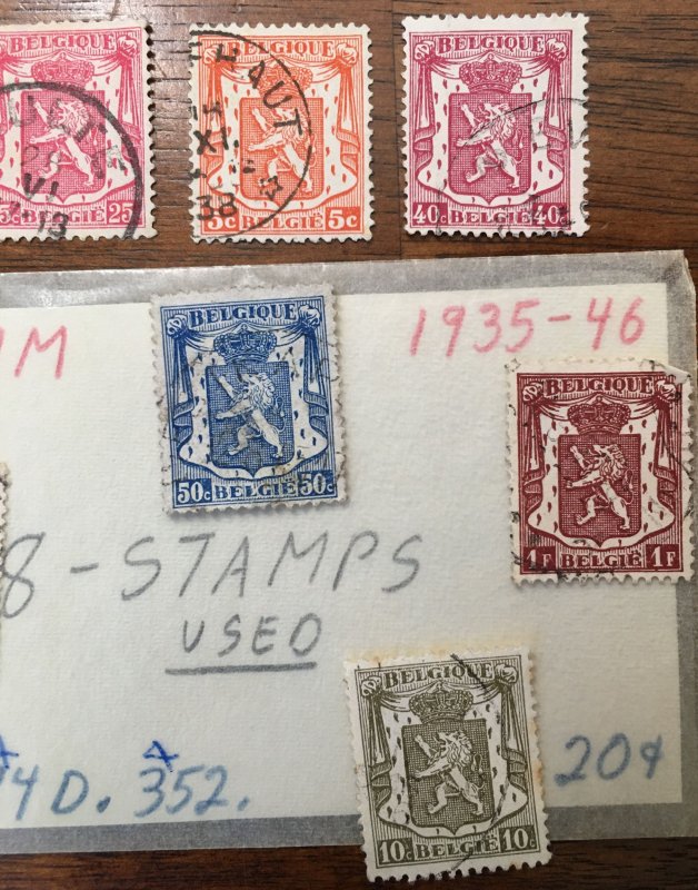 1935-1946 Belgium Set of 8 Stamps 266-274D.352 Used/Cancelled