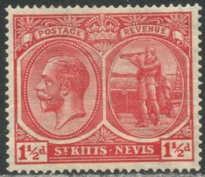 ST. KITTS-NEVIS Sc#40 1925 KGV 1½p Rose Red OG Mint Hinged