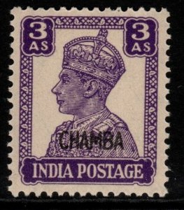 INDIA-CHAMBA SG114 1942 3a BRIGHT VIOLET MNH