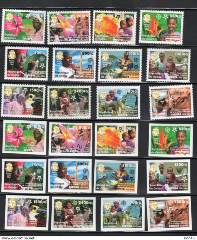 Guinea 2006 Europa 50 anniv Complete Set Sheets + Perf + Imperf MNH 16898