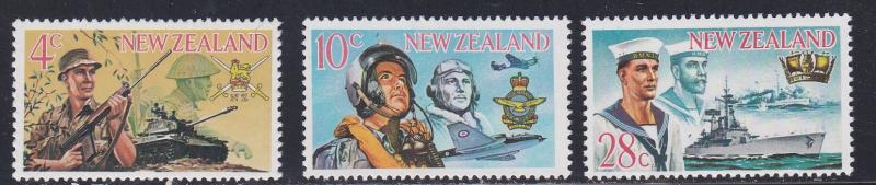 New Zealand # 409-411, Honoring the Armed Services, NH, 1/2 Cat.