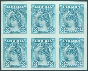 88694 - LIBERIA  - Collectable STAMP  - IMPERF stamp MNH mint  -  BLOCK of 6