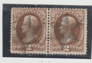 Scott # 157 Pair of STARS Fancy Cancel 2 Cent Jackson 1873-75 Banknote