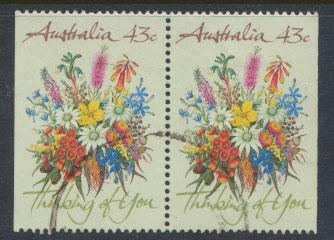 SG 1231  SC# 1164b  Used pair left / right margin imperf Wildflowers 