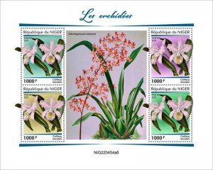 Niger - 2022 Orchids, Cattleya Mendelii - 4 Stamp Sheet - NIG220454a8