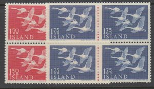 Iceland, Scott 298-299, MNH block of four