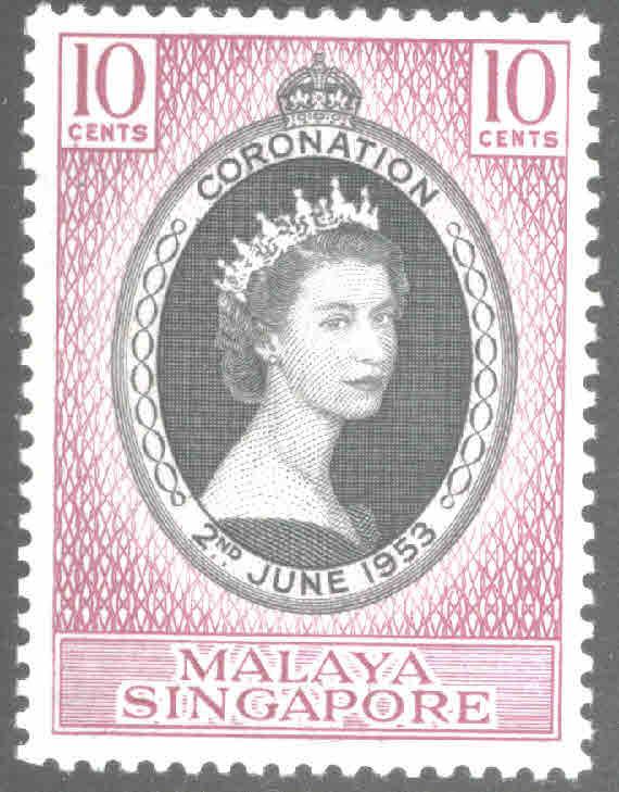 Singapore Scott 27 Coronation issue 1953 MH*