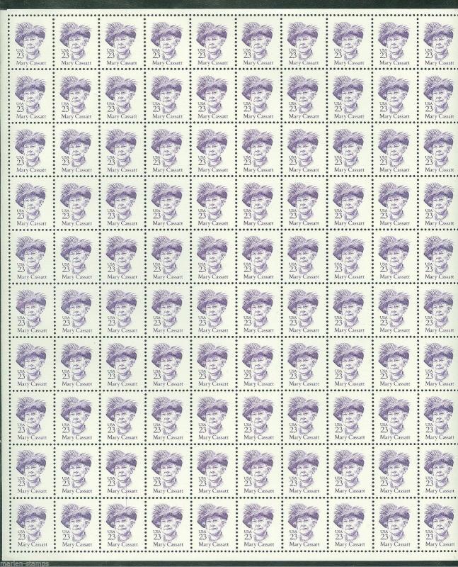 UNITED STATES 23c MARY CASSATT SHEET OF 10O  MINT NH