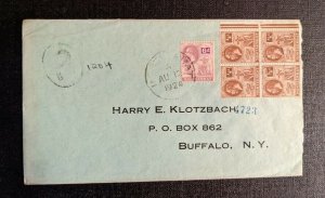 1924 Montserrat Registered Cover to Buffalo NY Via New York City