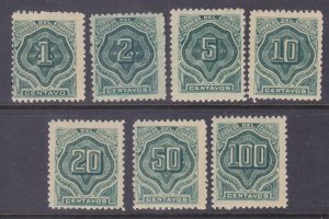 Ecuador J1-J7 Mint OG 1896 Numeral Watermarked Postage Due Full set VF