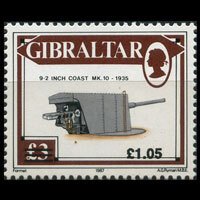 GIBRALTAR 1991 - Scott# 595 Gun Surch. Set of 1 NH