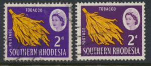 Southern Rhodesia SG 94 x2 SC# 97 shades /printers? Tobacco Used see details 