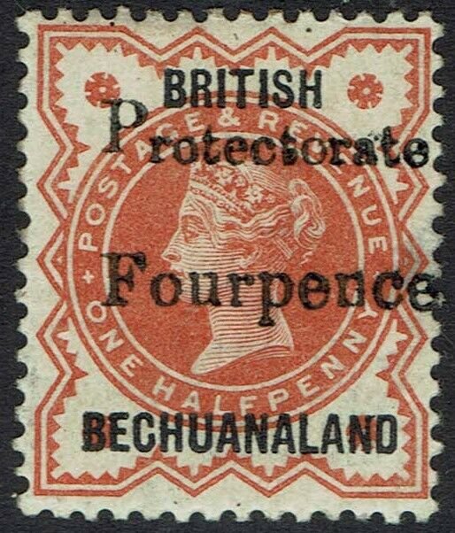 BECHUANALAND 1889 QV GB PROTECTORATE FOURPENCE ON 1/2D 