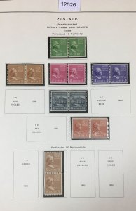 MOMEN: US STAMPS # 839 / 849 1939 PAIRS MINT OG NH COLLECTION LOT #12526