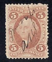 #R27C 5 cents Inland Exchange Revenue Stamp used F