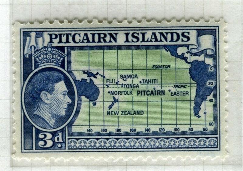 PITCAIRN ISLANDS; 1938 early GVI pictorial issue fine Mint hinged 3d. value