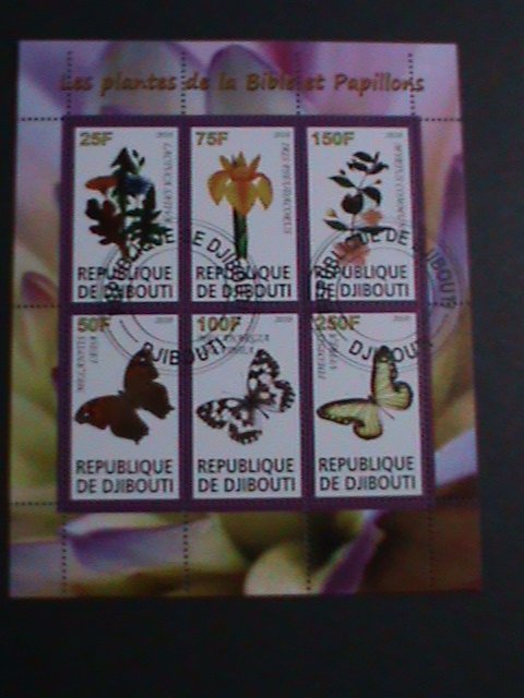 ​DJIBOUTI-2007- WOLRLD FAMOUS LOVELY BUTTERFLIES & FLOWERS CTO SHEET VF-NO.5