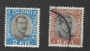 Iceland SC O48-O49 Mint & Used F-VF SCV$89.00...Great Spot!