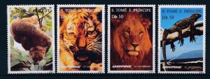 [27032] Sao Tome & Principe 1996 Wild Life Lion Tiger Iguana Greenpeace MNH