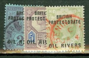 QJ: Niger Coast Protectorate 1, 3-4, 6 used; 2, 5 mint CV $158.25; scan shows...