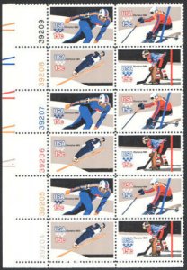 1980 Winter Olympics Plate Block Of 12 15c Postage Stamps, Sc 1795 -1798, MNH