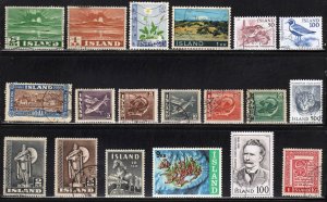 Iceland ~ Grouop of 19 Different Stamps ~ Mostly Used