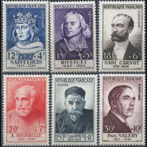 FRANCE 1954 - Scott# B285-90 Famous Persons Set of 6 LH