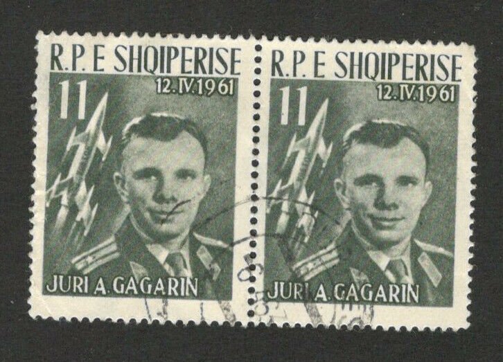 ALBANIA - PAIR USED STAMPS - COSMOS - GAGARIN - SPACE - 1961.