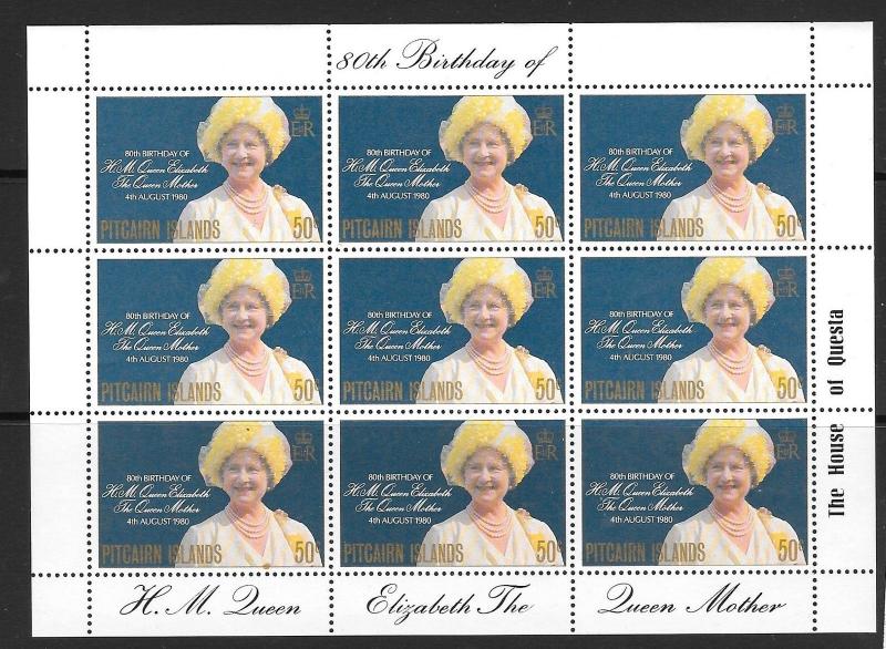 PITCAIRN ISLANDS SG206 1980 QUEEN MOTHER SHEETLET MNH