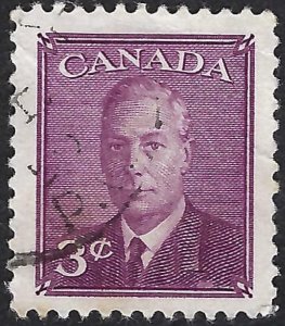 Canada #291 3¢ King George VI (1950). Rose violet.  Used.