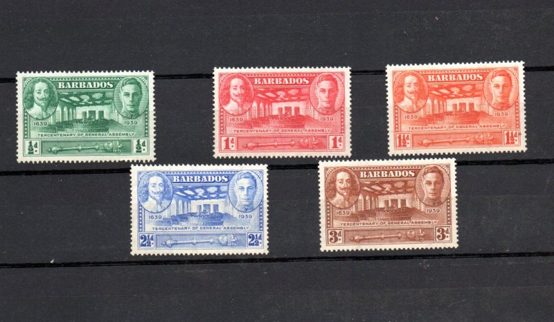 Barbados 1939 Tercentenary set of 5 mounted mint