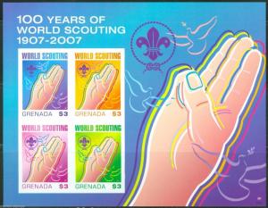 GRENADA SCOTT#3632 100 YEARS OF WORLD SCOUTING SHEET MINT NH IMPERFORATED