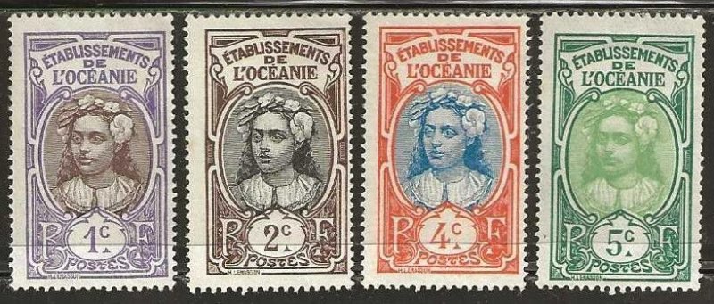 French Polynesia 21-24 mint,  no gum on any of them.  1913. (F332)