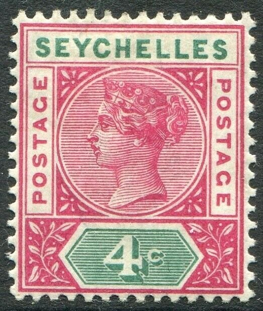 SEYCHELLES-1890-92 4c Carmine & Green Die I Sg 2 MOUNTED MINT V48925