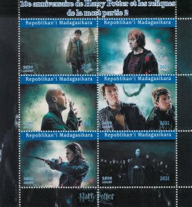 MADAGASCAR - 2021 - Harry Potter - Perf 6v Sheet - Mint Never Hinged