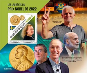 GUINEA - 2022 - Nobel Prize Winners 2022 - Perf Souv Sheet - Mint Never Hinged