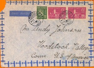 99171 - FINLAND - POSTAL HISTORY - AIRMAIL COVER to the USA 1946-