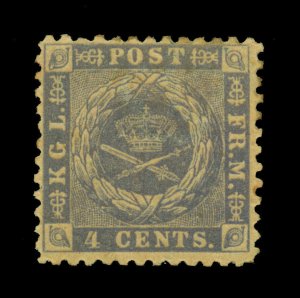 DANISH WEST INDIES (DWI) 1873 Coat of Arms 4c blue - perf.- Scott # 4 mint MH VF