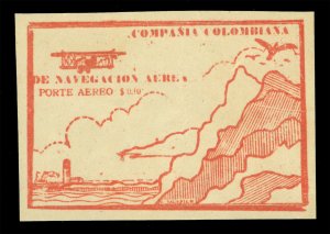 COLOMBIA 1920 AIRMAIL - Plane over Mountains 10c vermilion Sc# C11Dm mint MNH VF