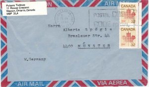 Canada 32c Stylized Maple Leaf (2) 1985 Postes Canada Post, L4W 1T0 [Mississa...