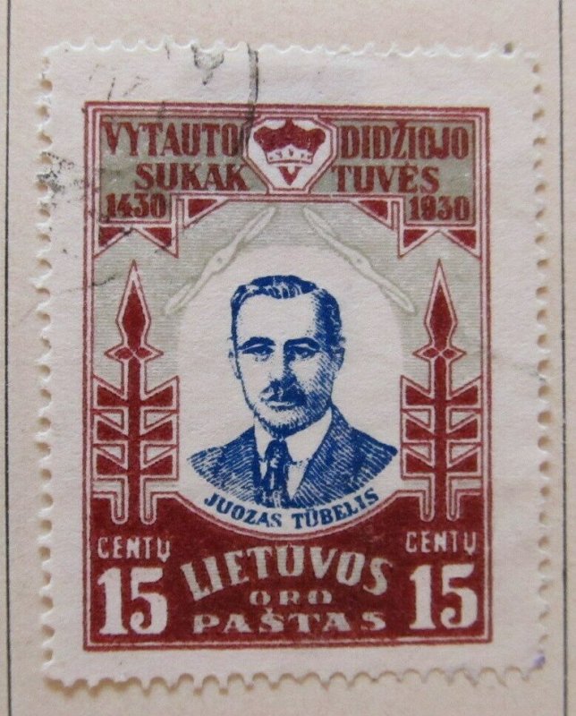 A11P5F69 Litauen Lituanie Lithuania 1930 Air Post 15c used