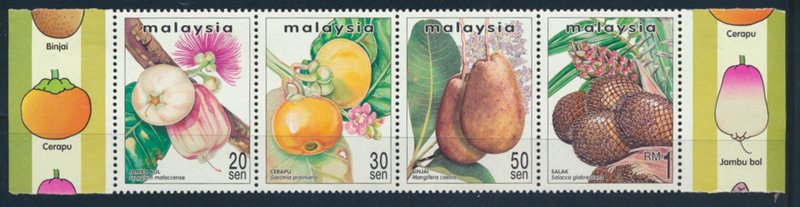 Malaysia  SC# 687a Fruit strip x 4 Mint see details & scans