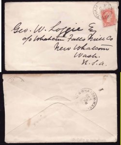 Canada covers #4603-3c small queen-Kent county-Chatham,Ont-Oc 13 1896-