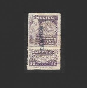 SE)1919 MEXICO, FISCAL STAMP OF 50 C WITH TAMPICO DISTRICT, USED