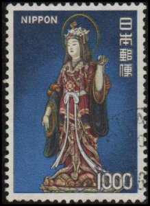 Japan 1087 - Used - 1000y Goddess Kissho (1975)  (cv $0.75) +