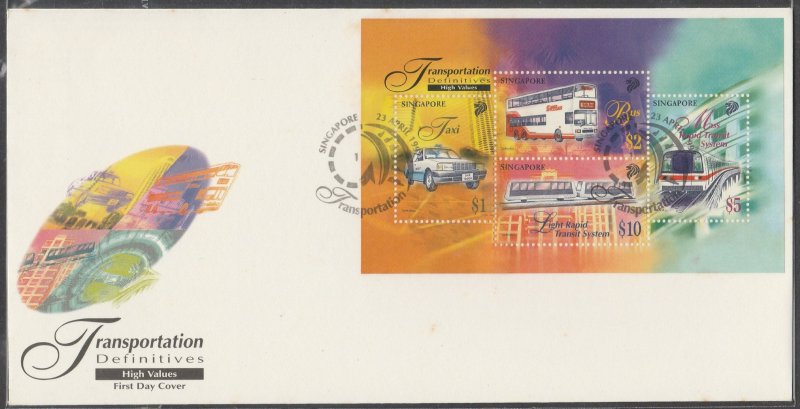 Singapore 1997 Transportation High Values Definitive MS FDC SG#MS883