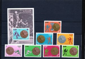 CUBA 1973 SUMMER OLYMPIC GAMES MUNICH MEDALS SET OF 7 STAMPS & S/S MNH